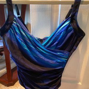 Miraclesuit Blue and Black One Piece Swimsuit